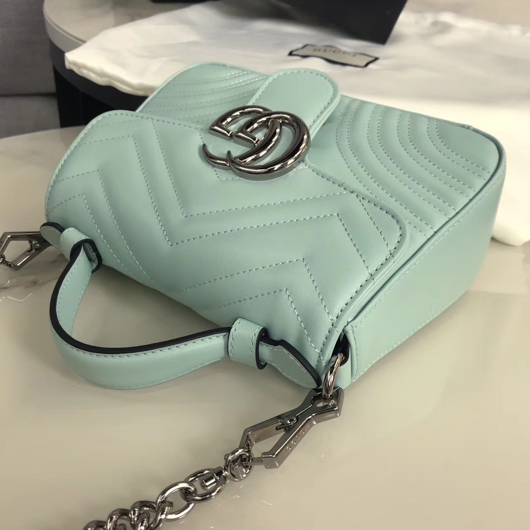 Gucci GG Marmont mini top handle bag 547260 light blue