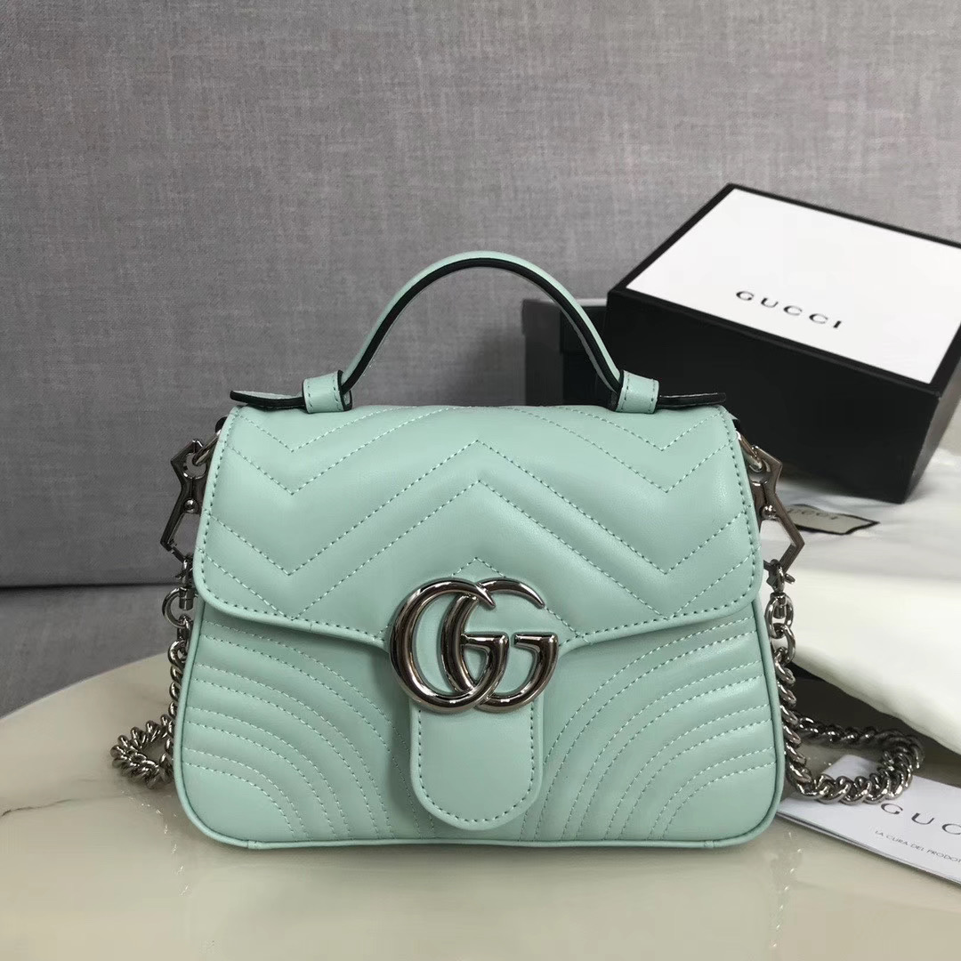 Gucci GG Marmont mini top handle bag 547260 light blue