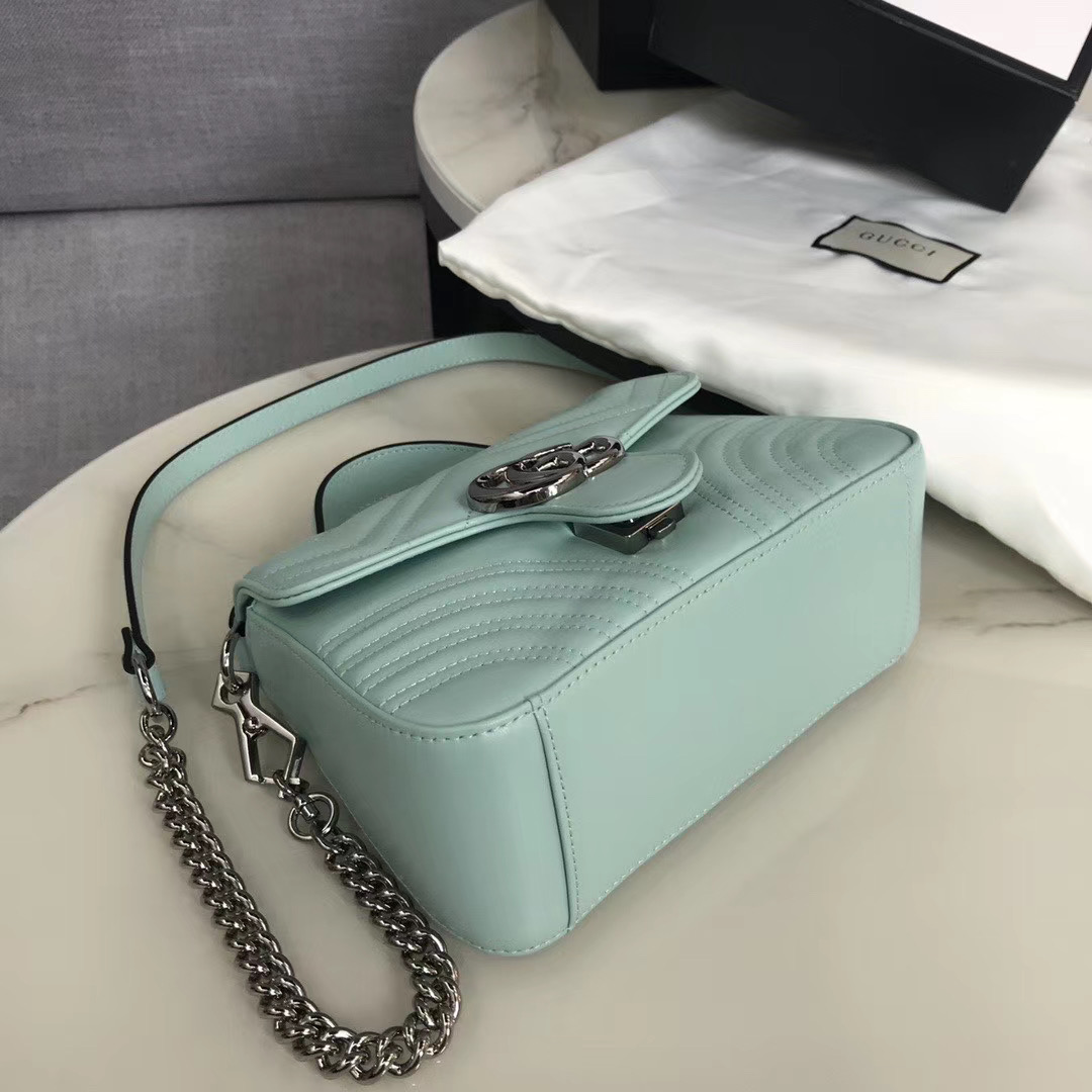 Gucci GG Marmont mini top handle bag 547260 light blue