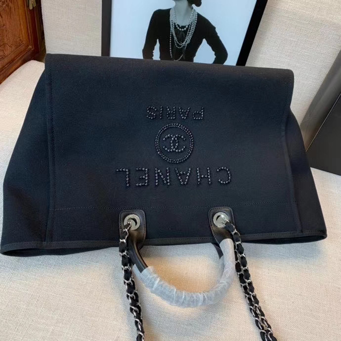 Chanel Canvas Tote Shopping Bag A66941 black