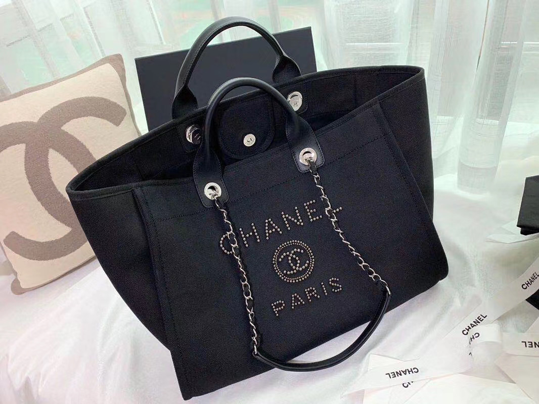 Chanel Canvas Tote Shopping Bag A66941 black