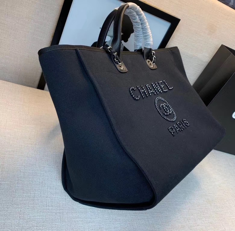 Chanel Canvas Tote Shopping Bag A66941 black