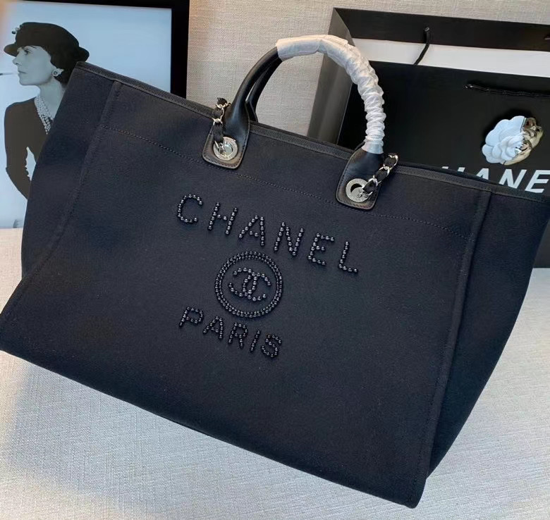 Chanel Canvas Tote Shopping Bag A66941 black