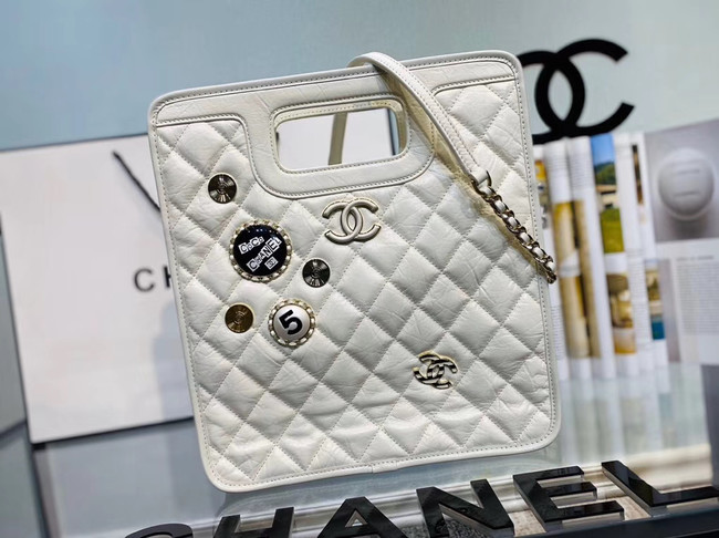 Chanel Original Soft Leather Bag & Gold-Tone Metal AS1431 white
