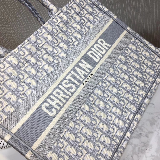 DIOR BOOK TOTE BAG IN EMBROIDERED CANVAS C1286-3 grey