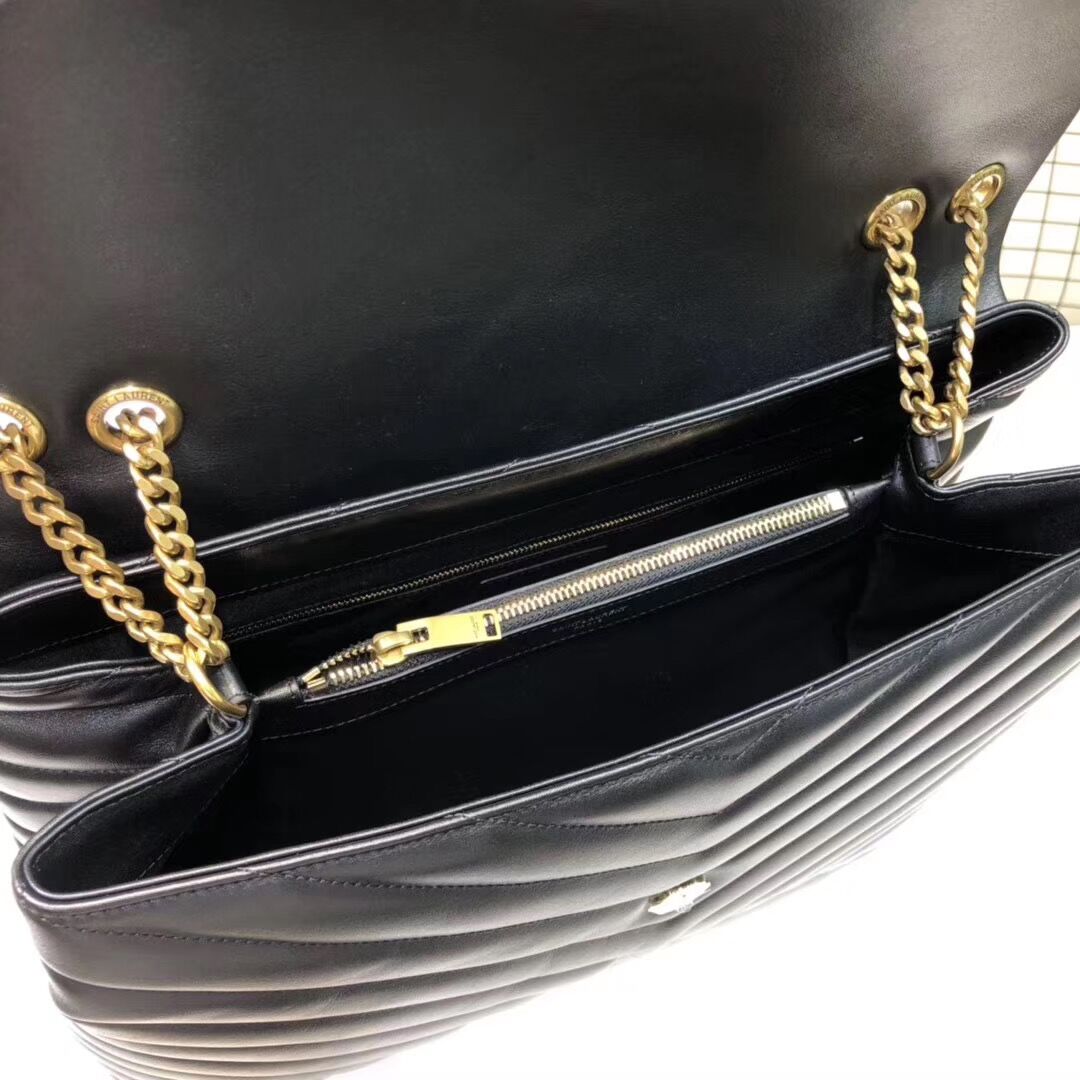 Yves Saint Laurent Calfskin Leather Jumbo Tote Bag Black 464698 Gold hardware