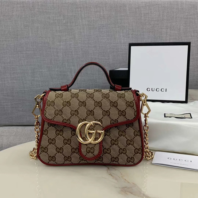 Gucci GG Supreme canvas Mini Top Handle Bag 583571 red