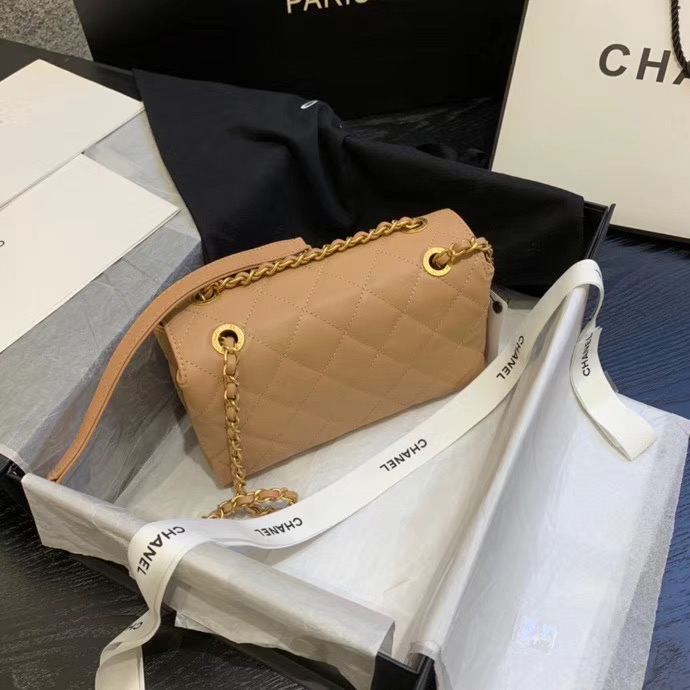 Chanel small Flap Bag Original Sheepskin Leather AS1490 apricot
