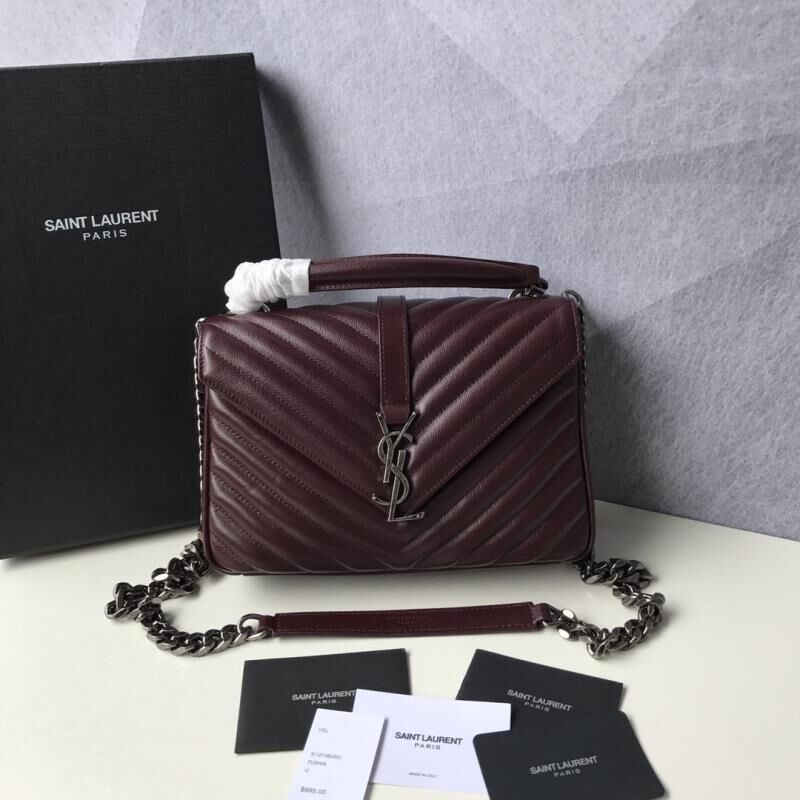 Saint Laurent Classic Monogramme Goat Original Leather Flap Bag Y392738 Burgundy