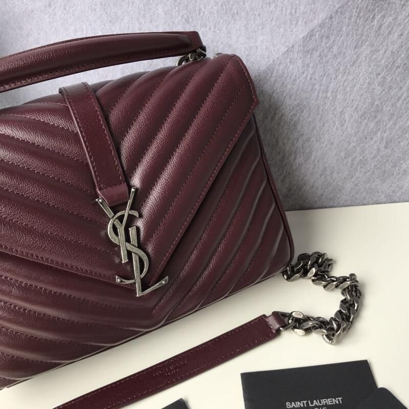 Saint Laurent Classic Monogramme Goat Original Leather Flap Bag Y392738 Burgundy