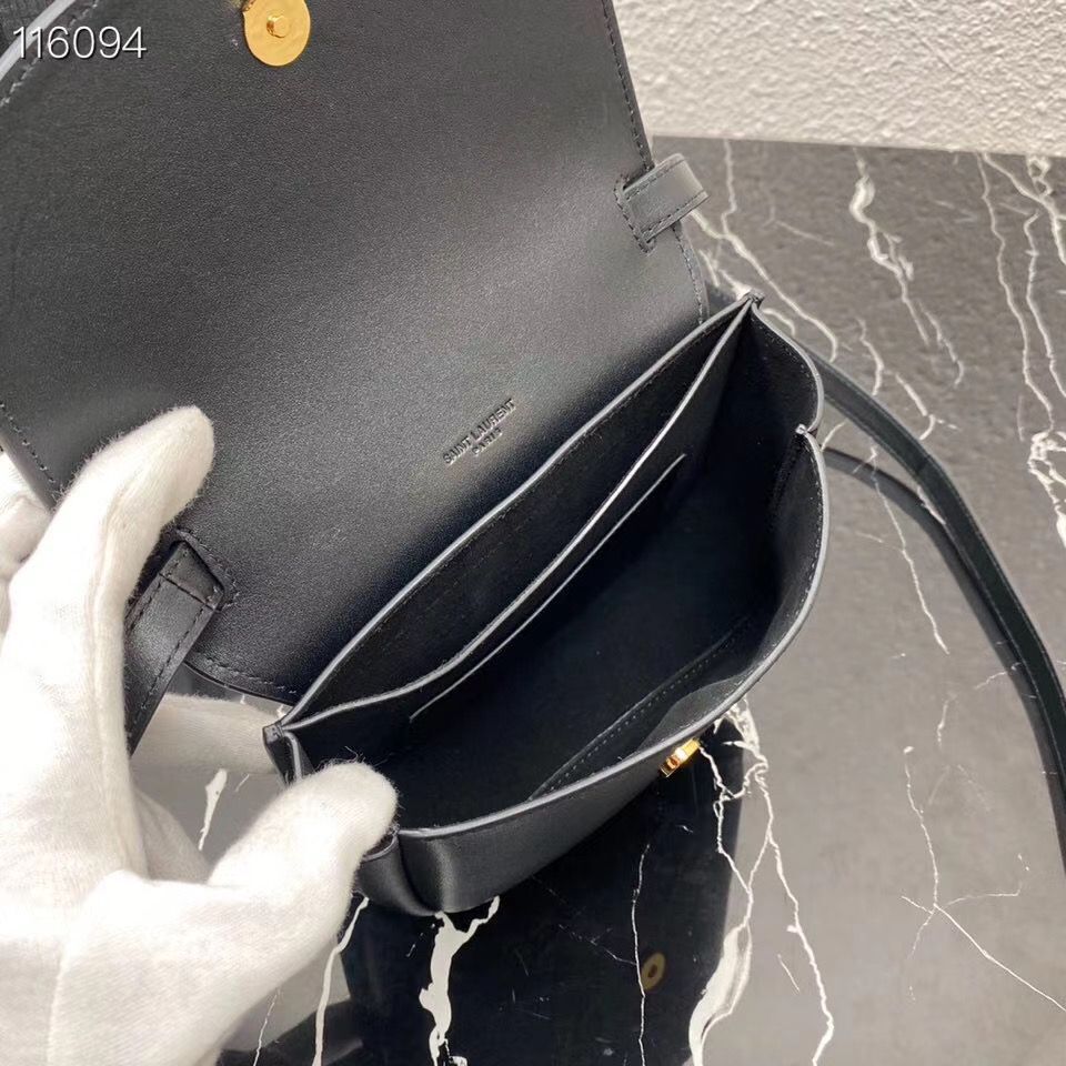 Yves Saint Laurent Calfskin Leather Shoulder Bag 619740 Black