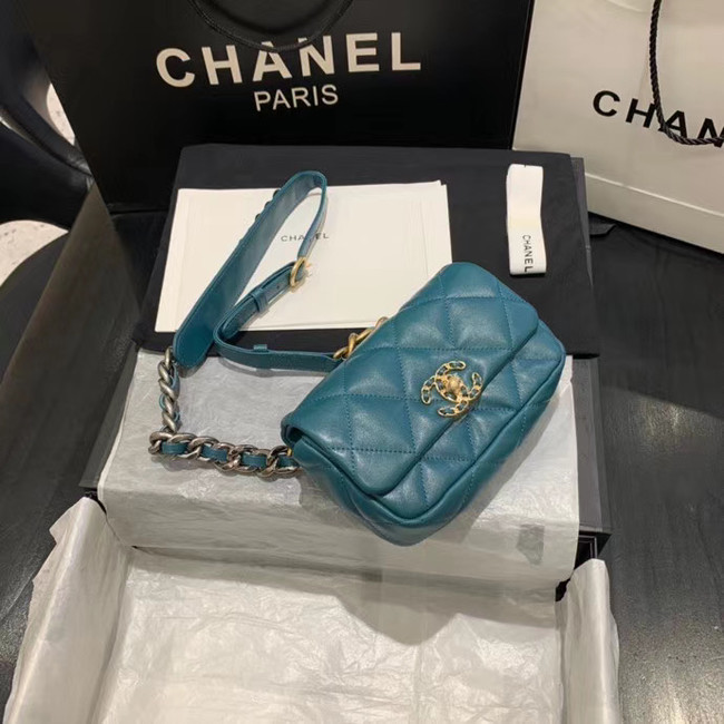 Chanel 19 Bodypack Sheepskin Leather AS1163 blue