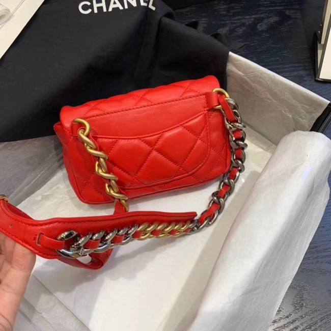 Chanel 19 Bodypack Sheepskin Leather AS1163 red