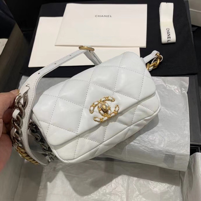 Chanel 19 Bodypack Sheepskin Leather AS1163 white