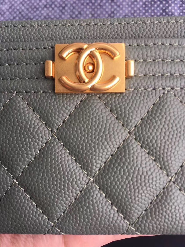 Chanel classic card holder Grained Calfskin & Gold-Tone Metal 84430 green
