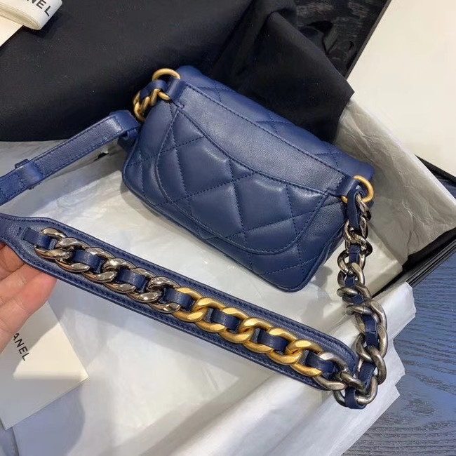 Chanel 19 Bodypack Sheepskin Leather AS1163 dark blue