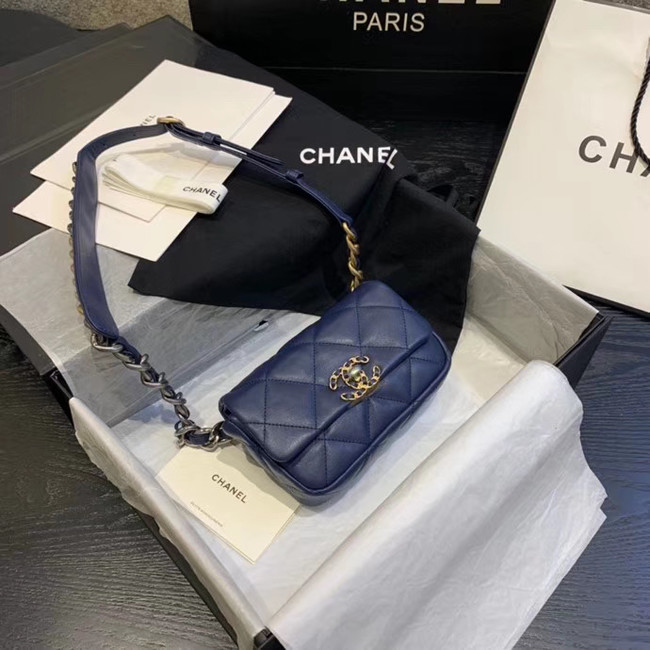 Chanel 19 Bodypack Sheepskin Leather AS1163 dark blue