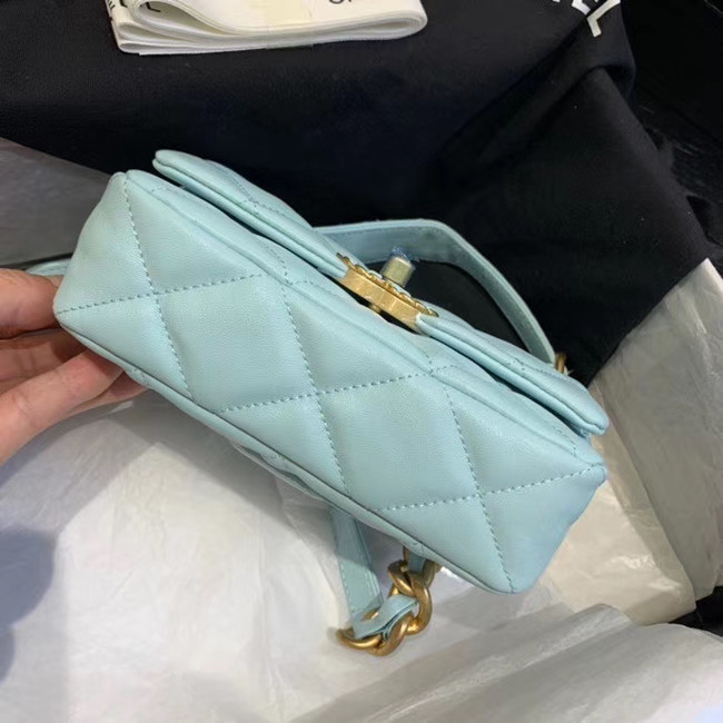 Chanel 19 Bodypack Sheepskin Leather AS1163 sky blue