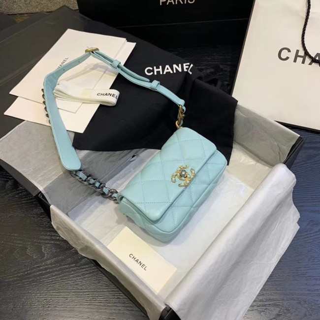 Chanel 19 Bodypack Sheepskin Leather AS1163 sky blue