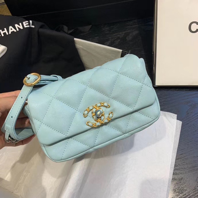 Chanel 19 Bodypack Sheepskin Leather AS1163 sky blue