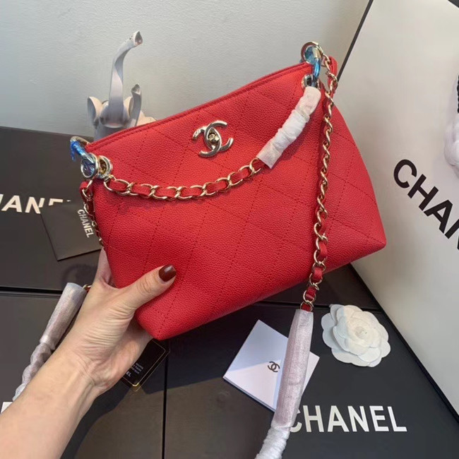 Chanel Small Calfskin hobo bag AS1461 red