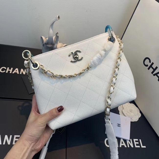 Chanel Small Calfskin hobo bag AS1461 white