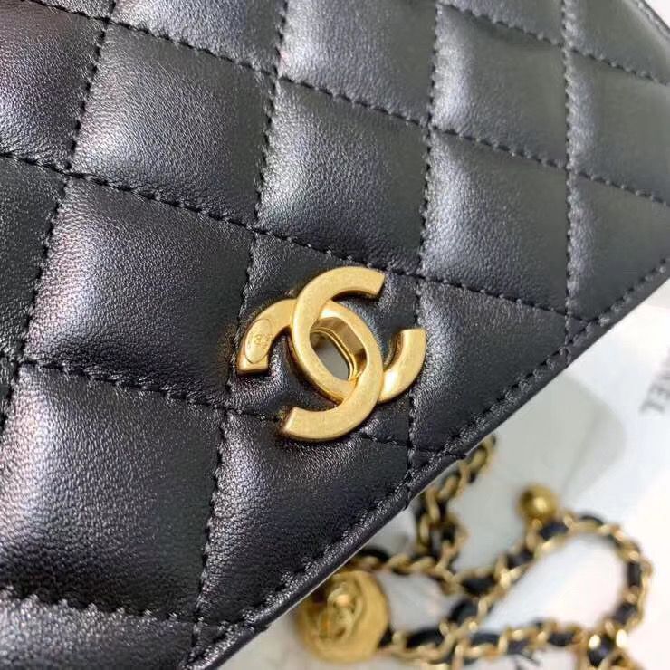 Chanel WOC Original Leather Golden Ball Flap cross-body bag B33818