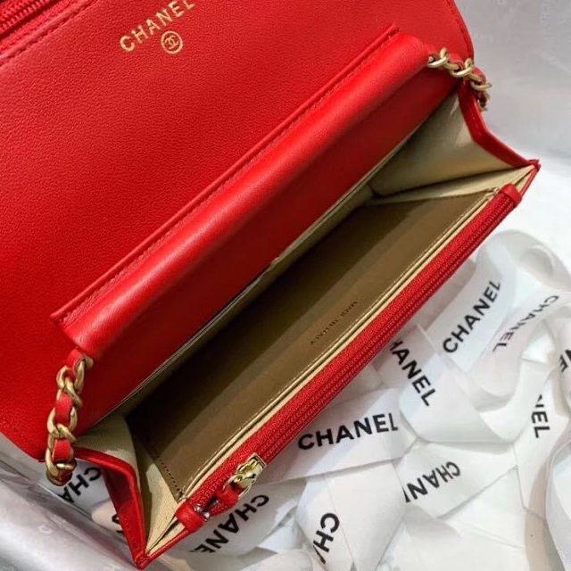 Chanel WOC Original Leather Golden Ball Flap cross-body bag B33818