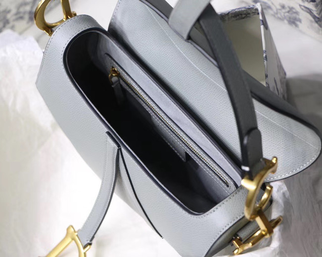 DIOR GRAY STONE SADDLE GRAIN CALFSKIN BAG M0446C