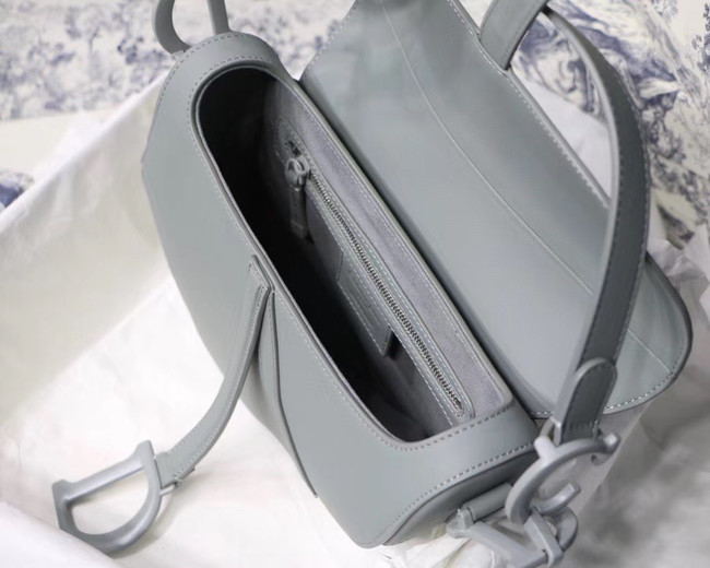 DIOR GRAY STONE SADDLE MATTE CALFSKIN BAG M0446I