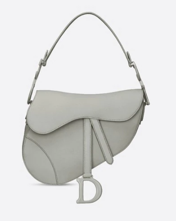 DIOR GRAY STONE SADDLE MATTE CALFSKIN BAG M0446I