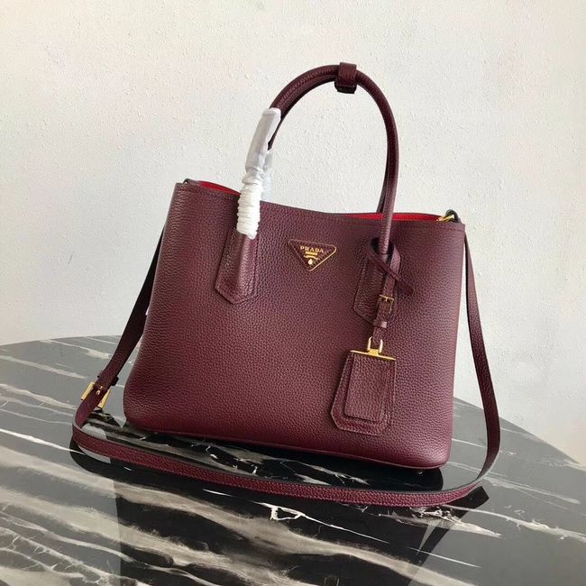 Prada Deer skin bag 1BG008 Burgundy