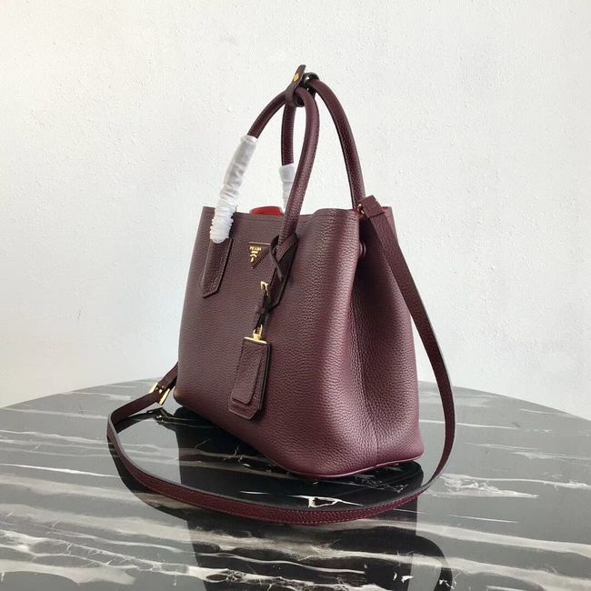 Prada Deer skin bag 1BG008 Burgundy