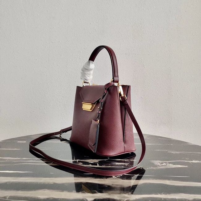 Prada Calf skin tote 1BN012 Burgundy