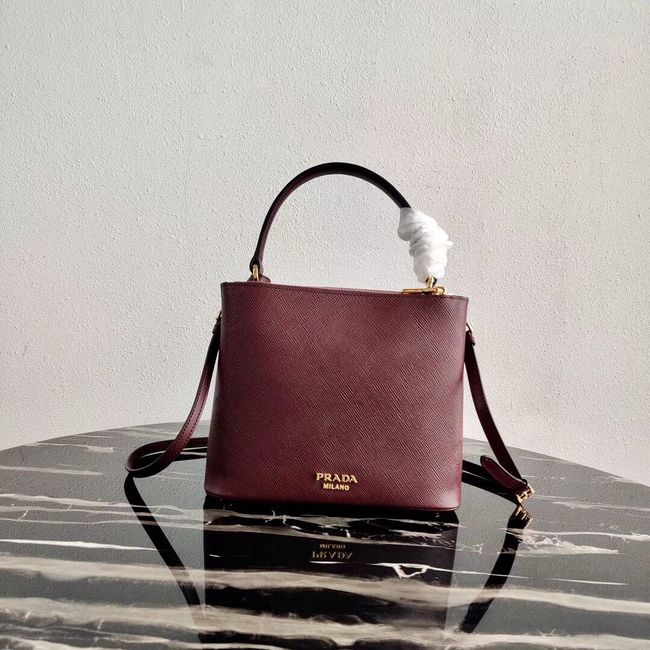 Prada Calf skin tote 1BN012 Burgundy