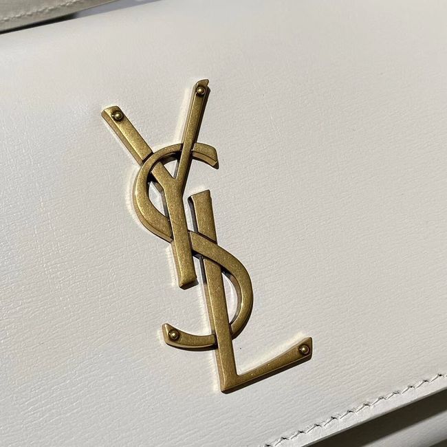 Yves Saint Laurent Calfskin Leather Shoulder Bag Y533036 White&gold-Tone Metal