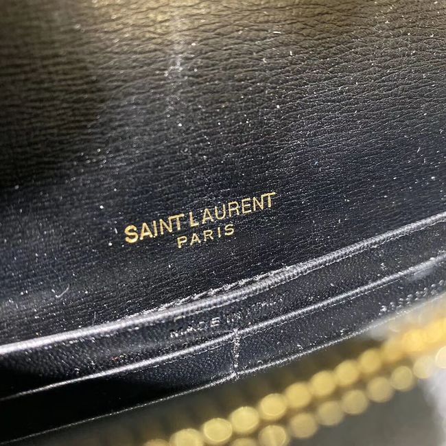 Yves Saint Laurent Calfskin Leather Shoulder Bag Y533036 black&gold-Tone Metal