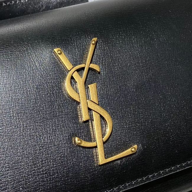 Yves Saint Laurent Calfskin Leather Shoulder Bag Y533036 black&gold-Tone Metal