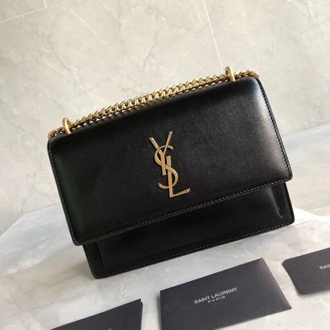 Yves Saint Laurent Calfskin Leather Shoulder Bag Y542206B black