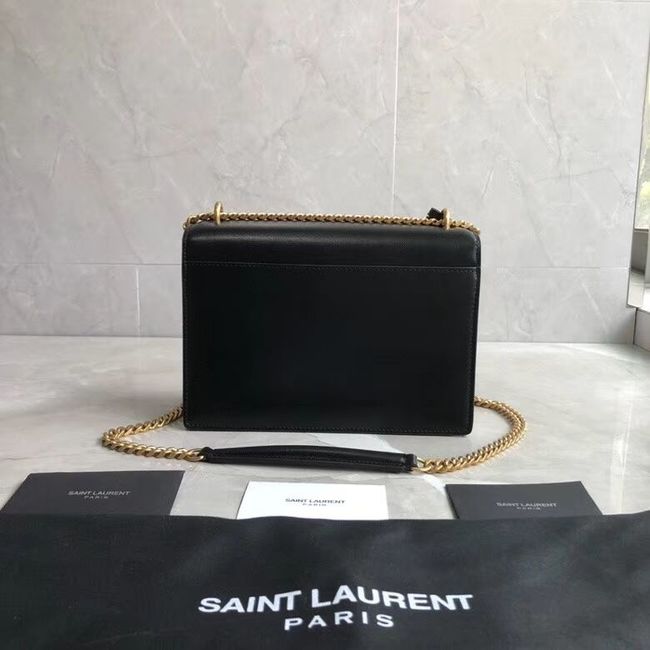 Yves Saint Laurent Calfskin Leather Shoulder Bag Y542206B black&white