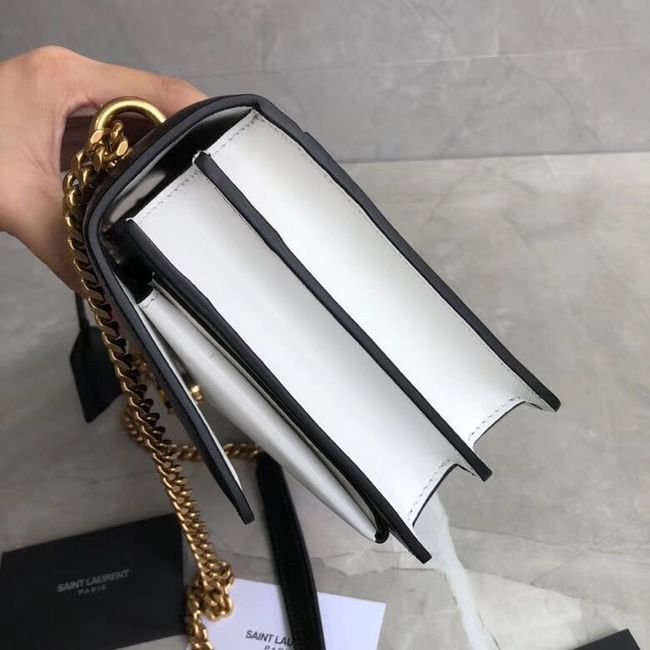 Yves Saint Laurent Calfskin Leather Shoulder Bag Y542206B black&white
