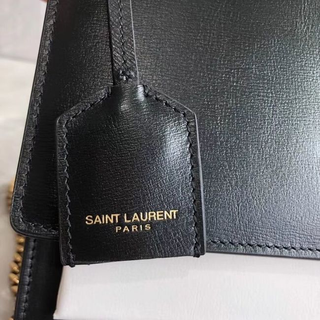 Yves Saint Laurent Calfskin Leather Shoulder Bag Y542206B black&white