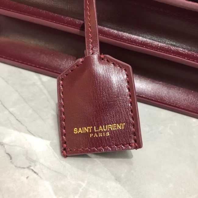 Yves Saint Laurent Calfskin Leather Shoulder Bag Y542206B red