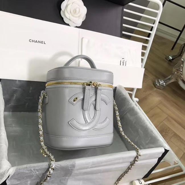 CHANEL vanity case Gold-Tone Metal AS1336 grey