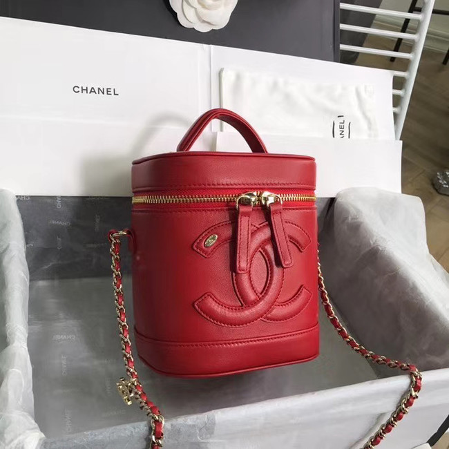 CHANEL vanity case Gold-Tone Metal AS1336 red