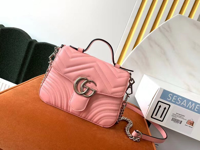 Gucci GG Marmont mini top handle bag 547260 pink