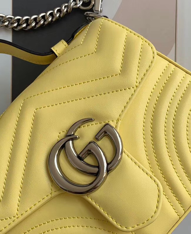 Gucci GG Marmont mini top handle bag 547260 yellow