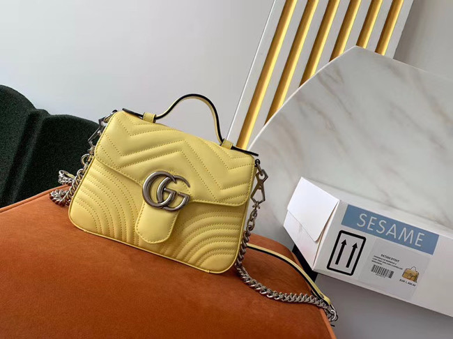 Gucci GG Marmont mini top handle bag 547260 yellow