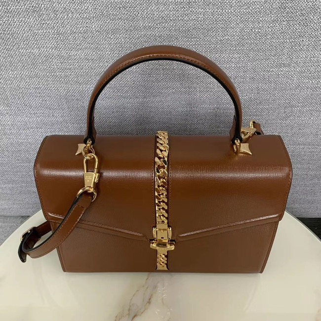 Gucci Sylvie 1969 small top handle bag 602781 brown