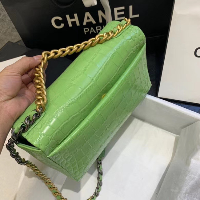 CHANEL 19 Flap Bag Crocodile Leather AS1160 green